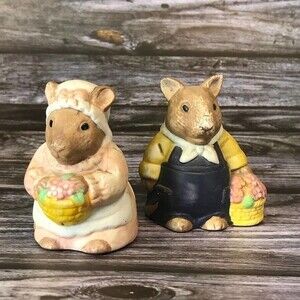 Vintage Mr. & Mrs. Mouse Salt & Pepper Set Beatrix Potter Style MCM
